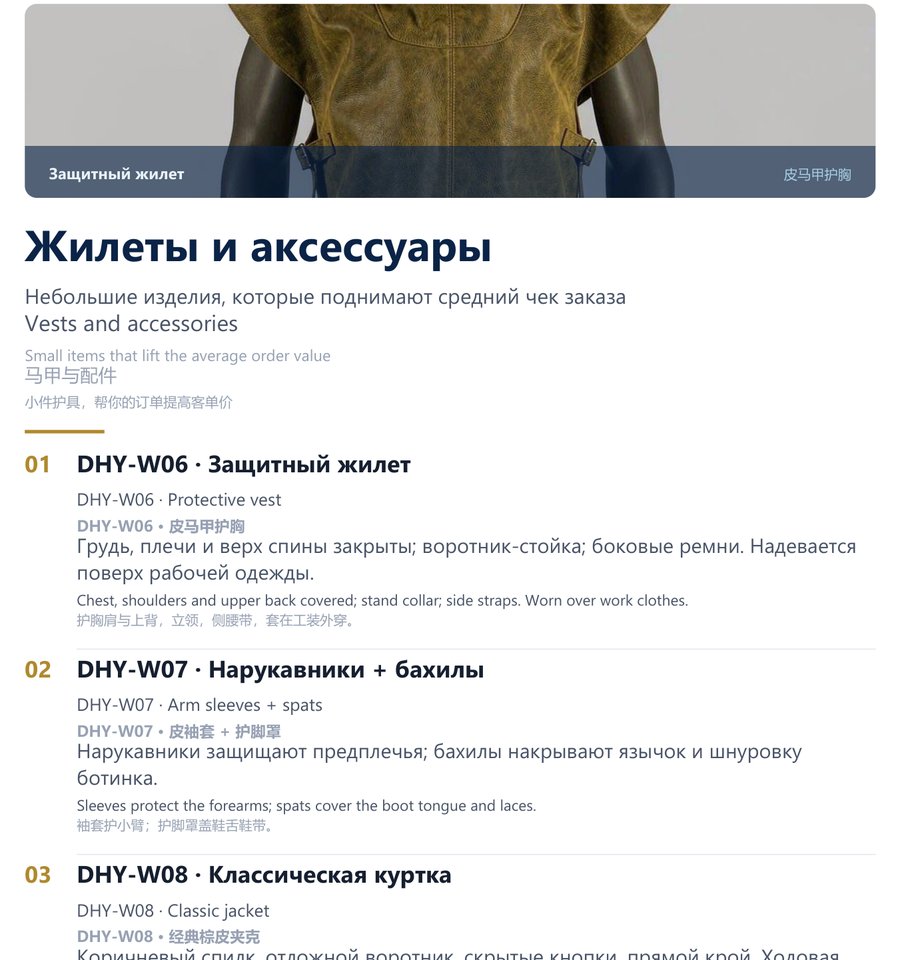 Разворот каталога: материалы, кожа и фурнитура